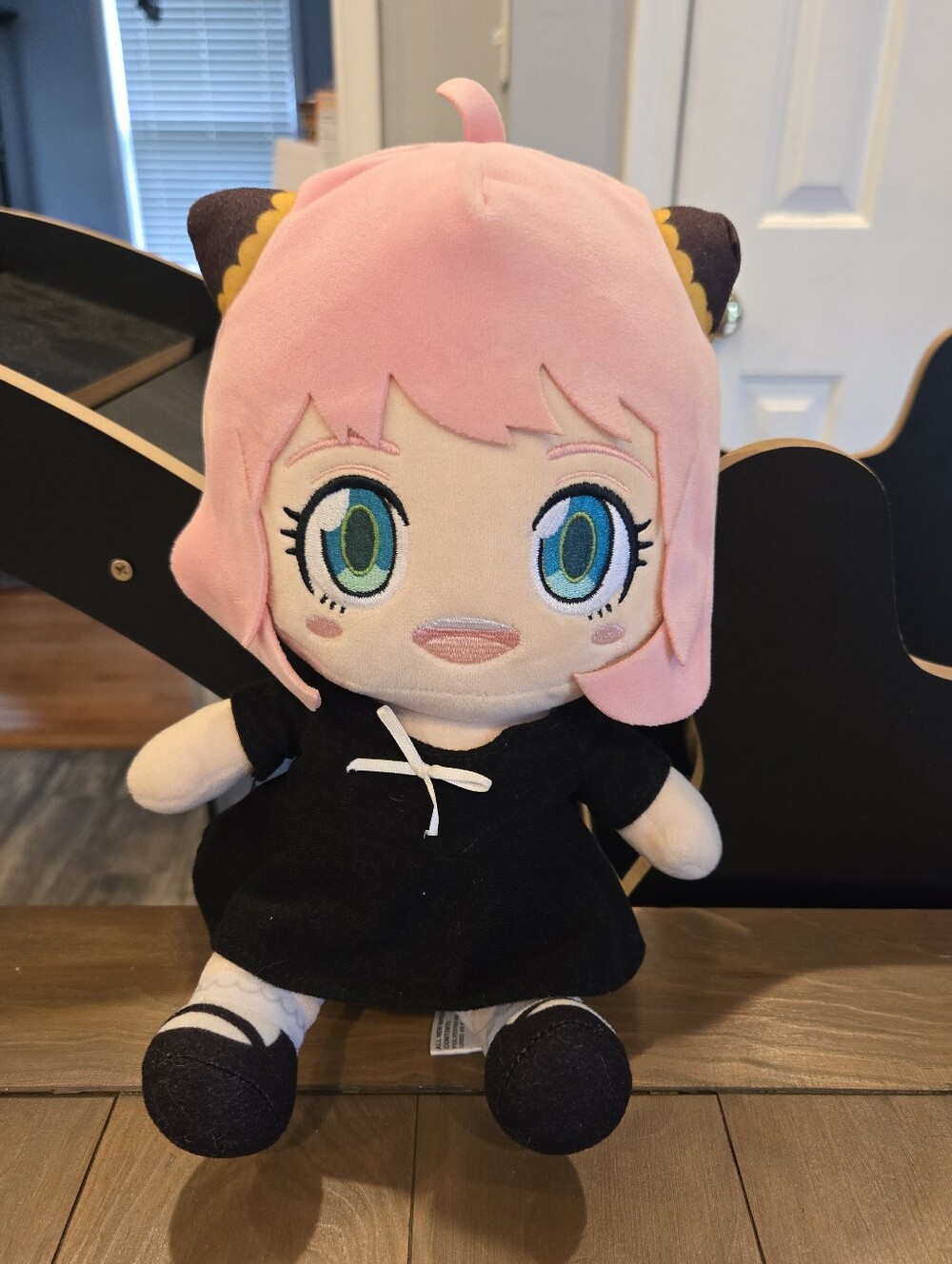 Spy X Family Anya Forger Black Dress Sitting Pose Plush Anime Kawaii